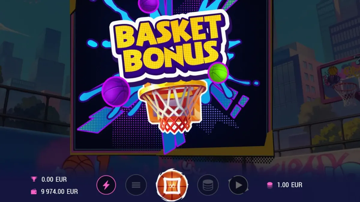 Street Basket 3×3 স্লট গেমের আরবান বাস্কেটবল কোর্ট থিম এবং গ্রাফিক্স